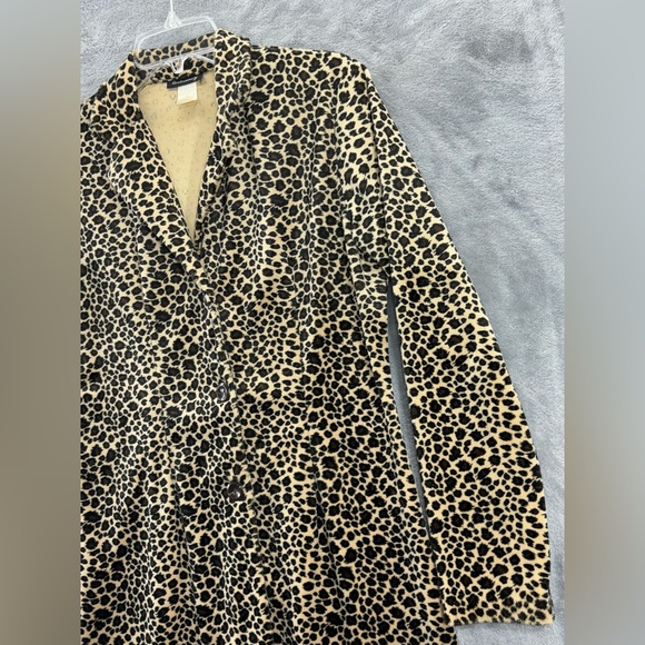 VTG Entrancy Leopard Button Shirt Teddy Jacket Lightweight USA Small Y2K 80s 90s - Picture 8 of 16